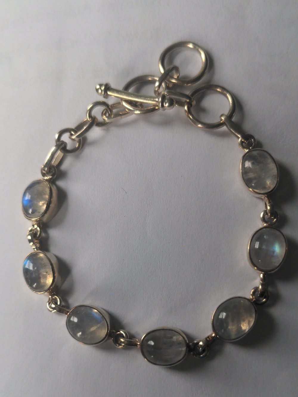 New Sterling Silver Moonstone Bracelet, Adjustable From 6-7 1/2" Dainty - Picture 4 of 6